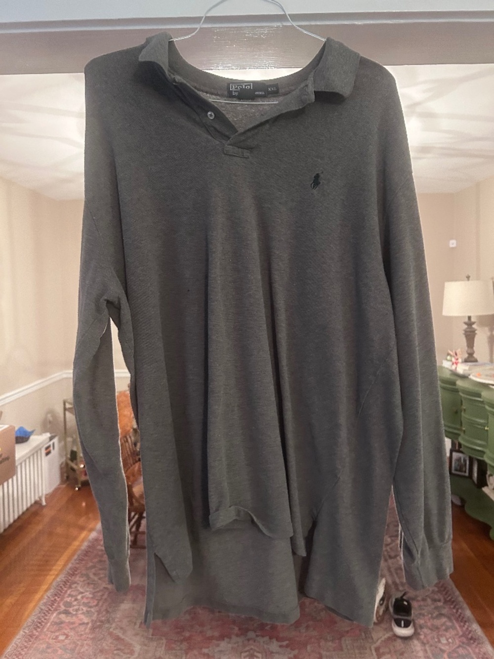 Polo by Ralph Lauren Men's Charcoal Polo XXL Long Sleeve